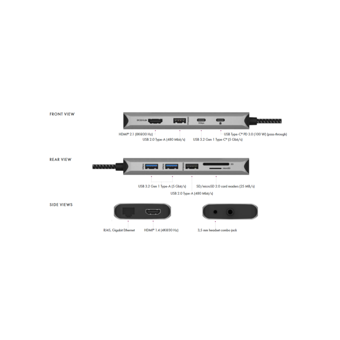 Icybox IB-DK4061-CPD 12v1 USB Type-C priklopna postaja za prenosnike s Power Delivery do 100W