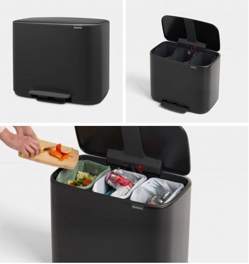 Brabantia koš na pedal 3x11L črn 121104