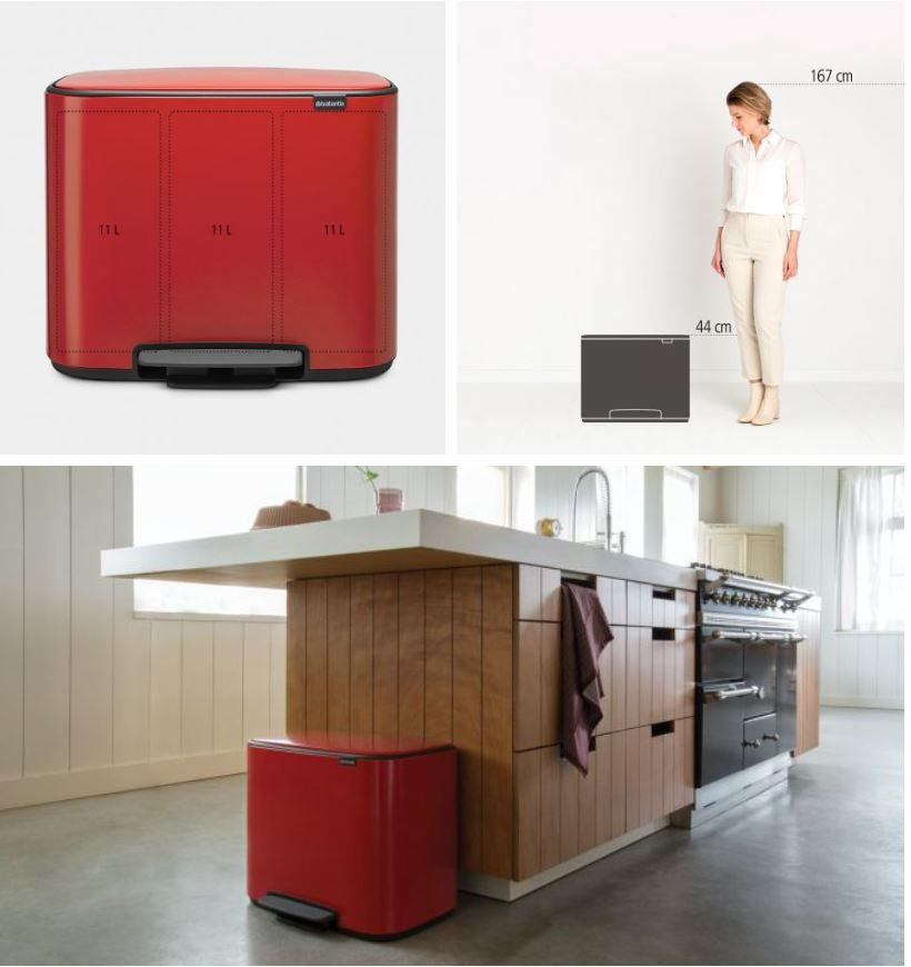 Brabantia koš na pedal 3x11L rdeč 121029