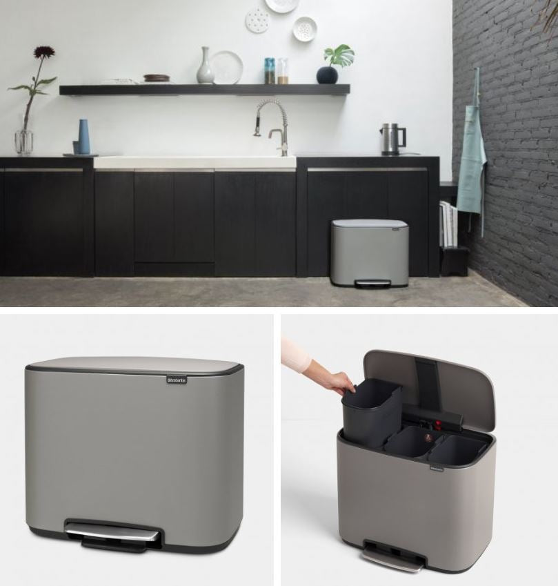 Brabantia koš na pedal 3x11L siv 121524