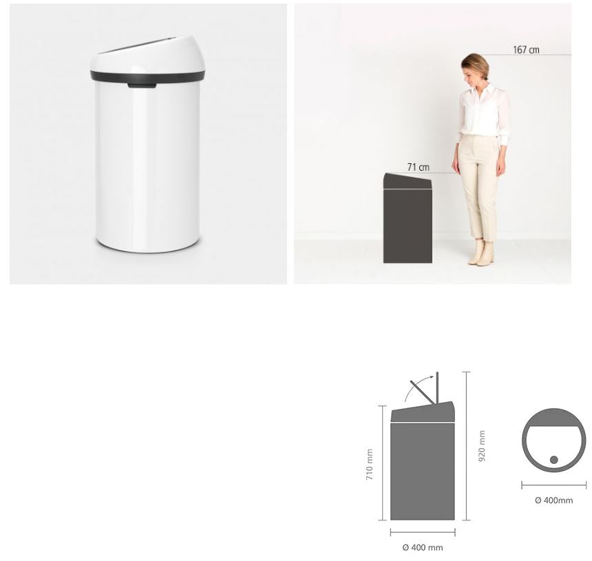 Brabantia koš na dotik bel 108686