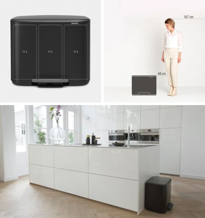 Brabantia koš na pedal 3x11L črn 121104