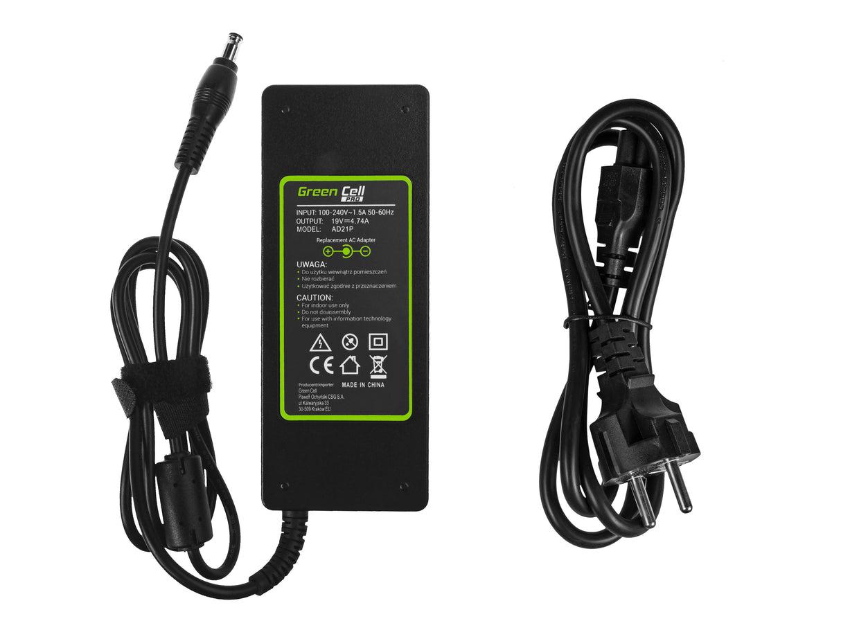 Green Cell PRO polnilec / AC Adapter 19V 4.74A 90W za Samsung R510 R522 R525 R530 R540 R580 R780 RV511 RV520 NP350E5C NP350V5C
