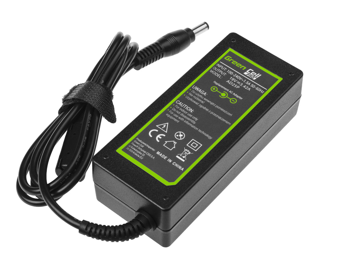 Green Cell PRO polnilec / AC Adapter 19V 3.42A 65W za Asus R510C R510L R556L X550C X550L Toshiba Satellite C650 L750
