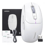 Ugreen brezžična miška 5000 DPI 2.4G+BT - bela