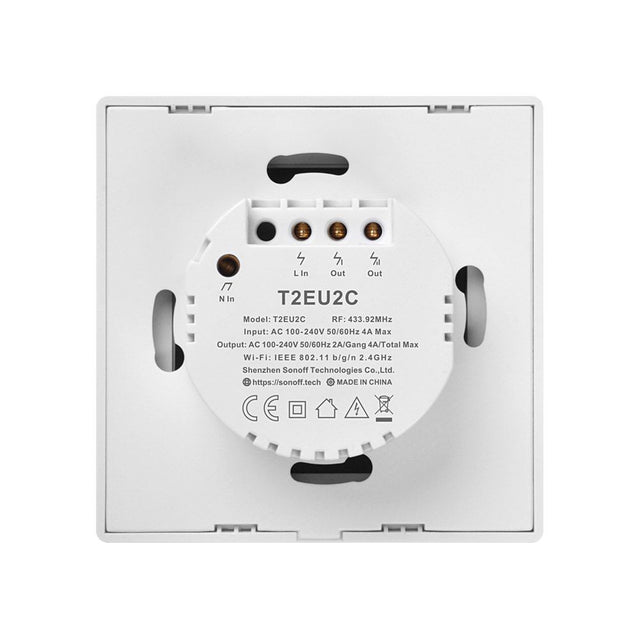 SONOFF pametno stensko stikalo Wi-Fi + RF433 dvojno T2EU2C-TX