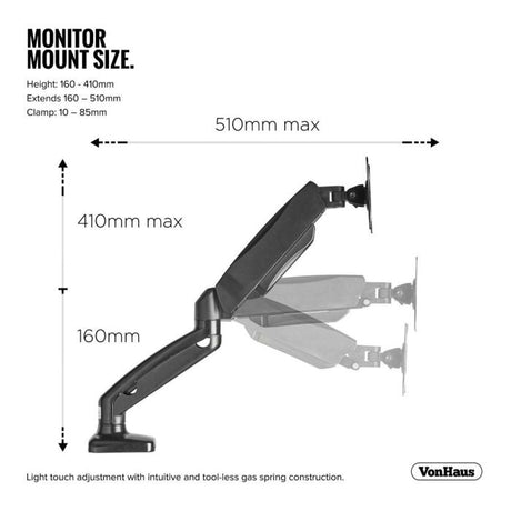 VonHaus enojni namizni nosilec do diagonale 27 plinska vzmet