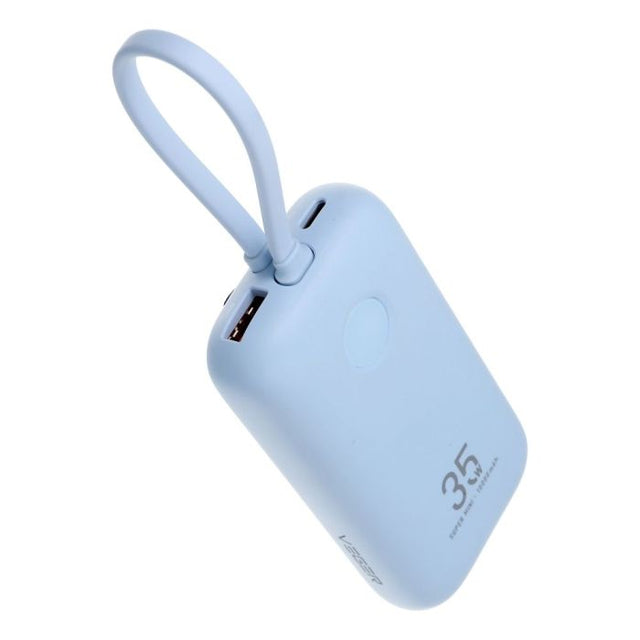 VEGER prenosna baterija z vgrajenimi kabli 10000 mAh, modra