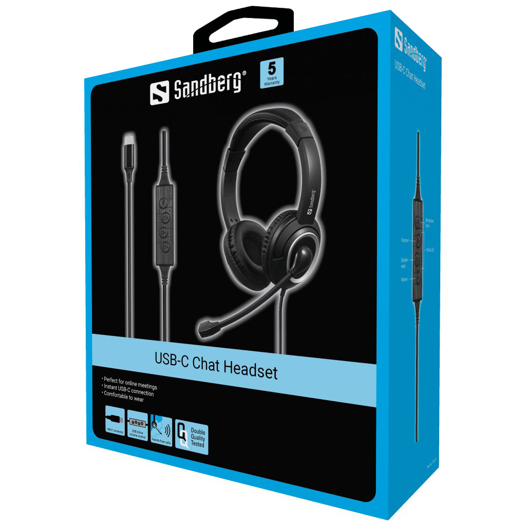 Sandberg slušalke USB-C Chat Headset