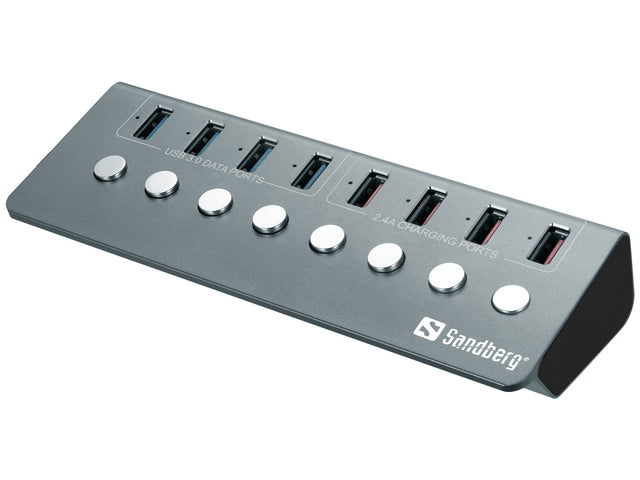 Sandberg 4 portni USB 3.0 hub z dodatnimi 4 porti za polnjenje naprav