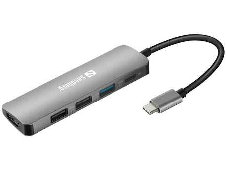 Sandberg USB-C priklopna postaja na HDMI + 3x USB 3.0 in Power Delivery 100W