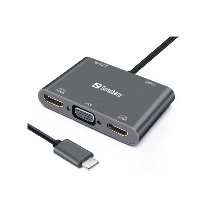 Sandberg USB-C Dock 2xHDMI+1xVGA+USB+PD docking priklopna postaja
