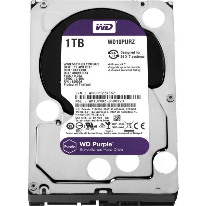 WD 1TB Purple 3,5" SATA 6Gb/s 5400rpm 64MB HDD disk