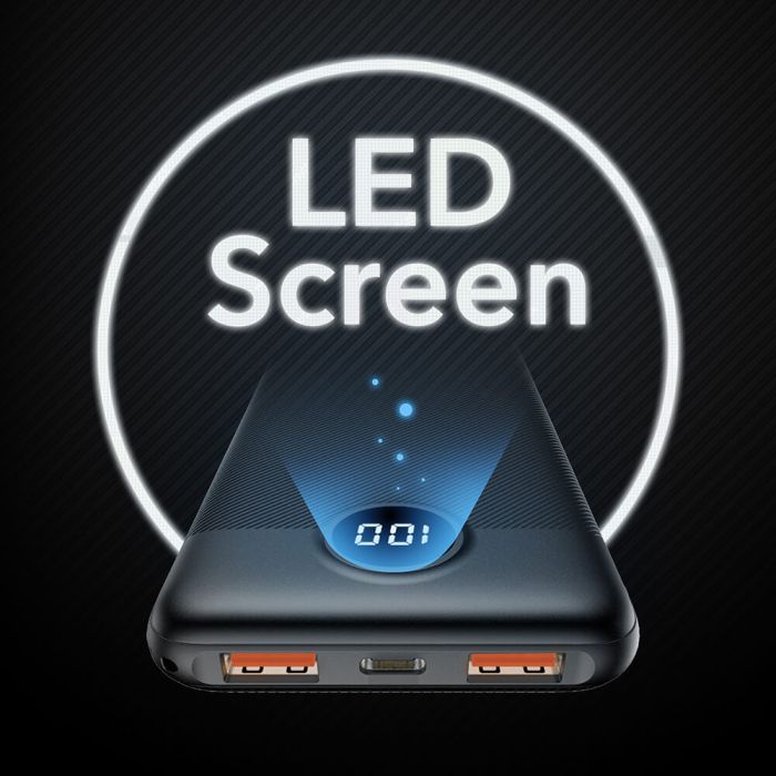 VEGER L10S PowerBank 10.000 mAh LCD, črn