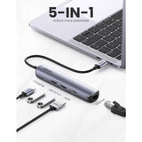 UGREEN 5v1 USB-C Hub, USB 3.0 A+HDMI+RJ45+PD - box