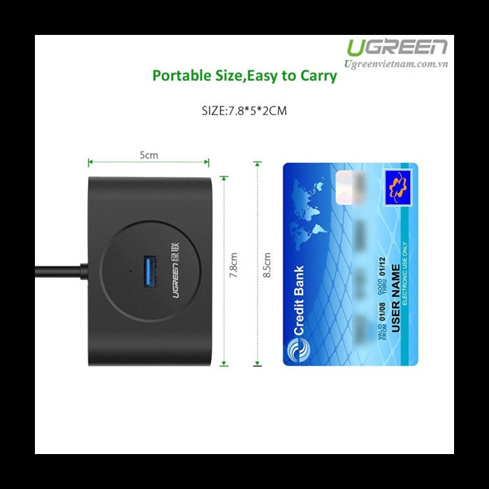 Ugreen USB 3.0 4 Ports Hub črn 0,5m - box