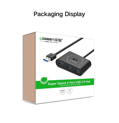 Ugreen USB 3.0 4 Ports Hub črn 1m - box