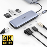 Ugreen USB-C Hub 9v1 4K HDMI,  4K DP, VGA, RJ45, 2xUSB 3.0, MicroSD - box