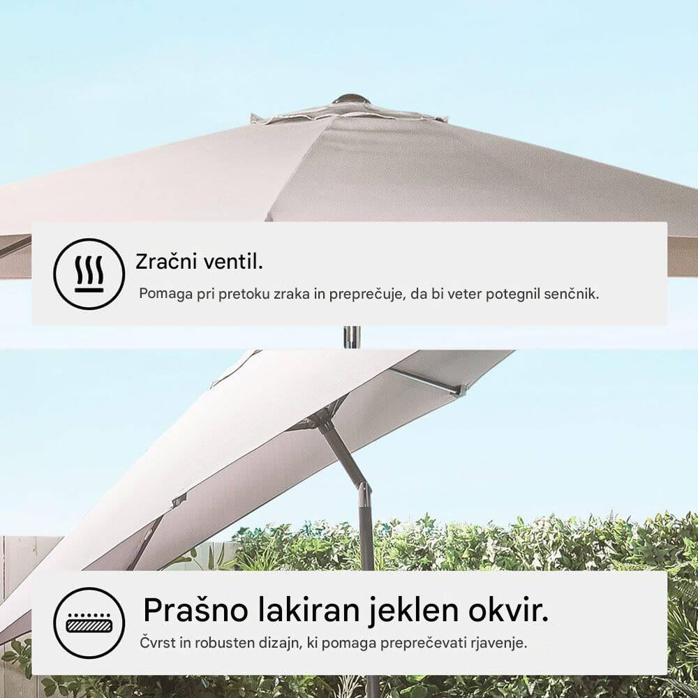 VonHaus 2,7M senčnik samostoječi UV30 siv