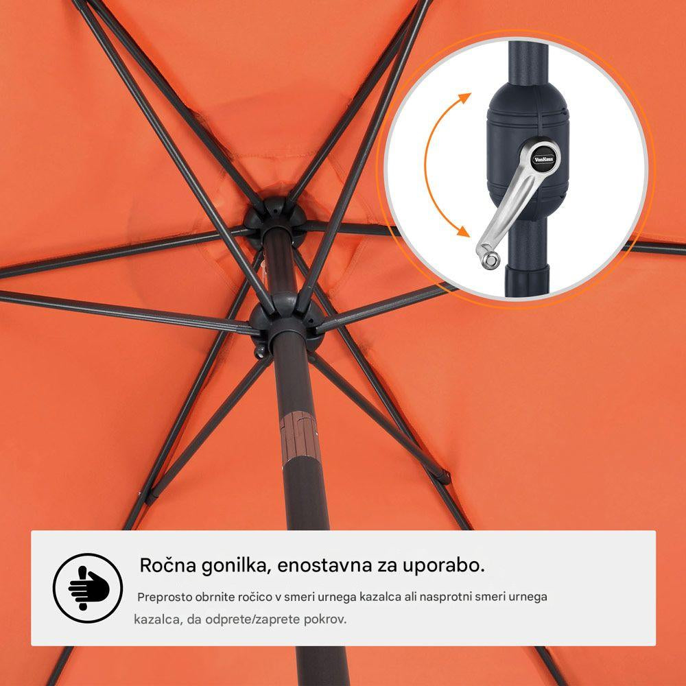 VonHaus 2,7M senčnik samostoječi UV30 oranžen