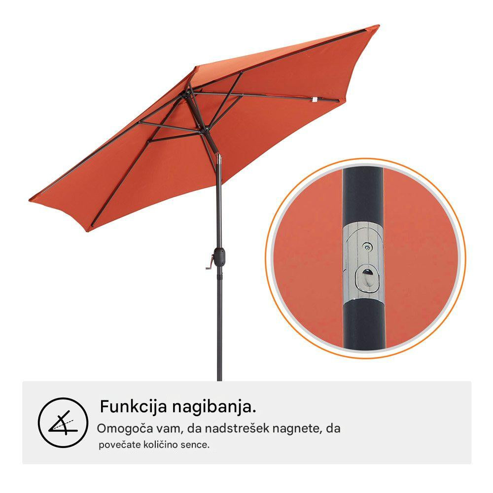 VonHaus 2,7M senčnik samostoječi UV30 oranžen