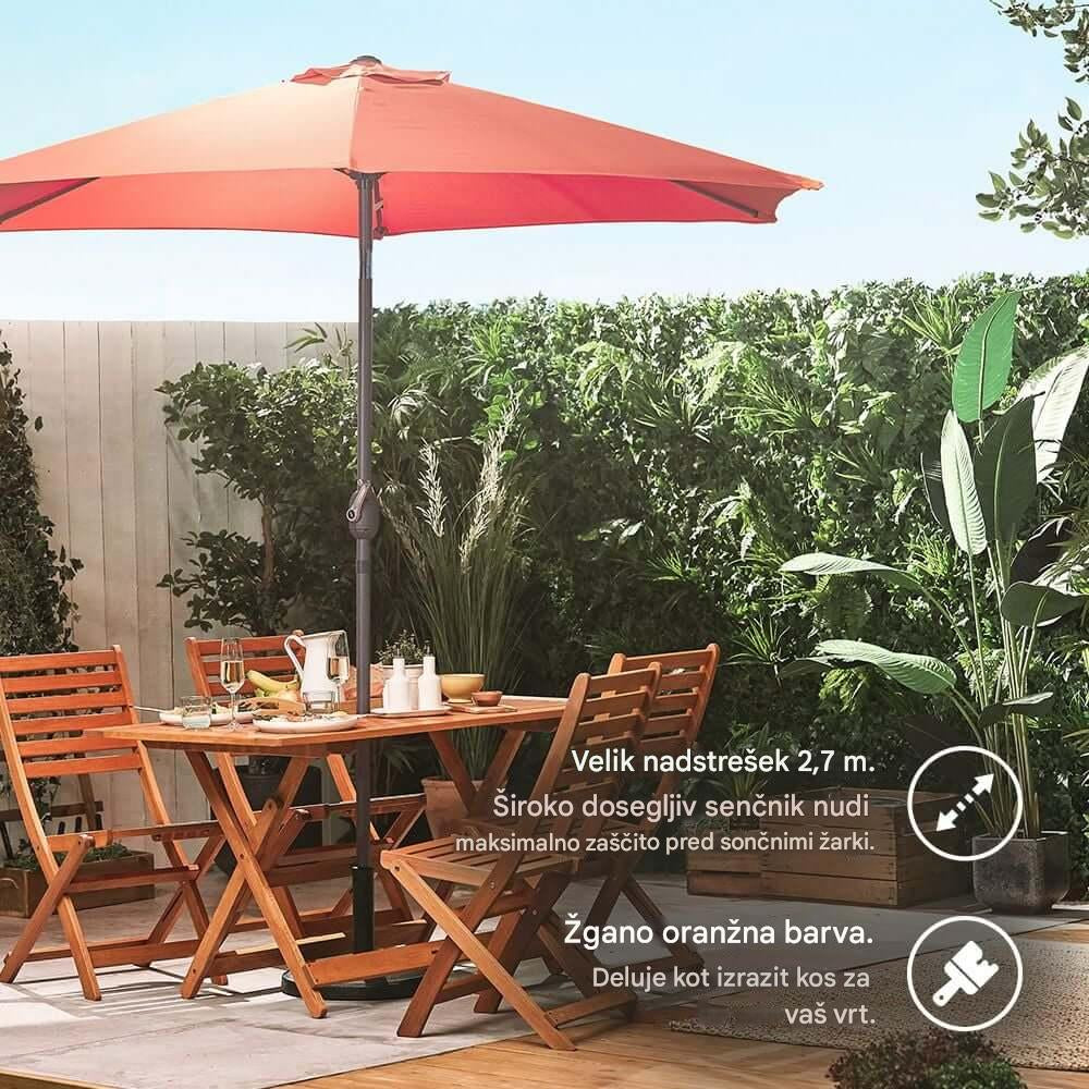 VonHaus 2,7M senčnik samostoječi UV30 oranžen
