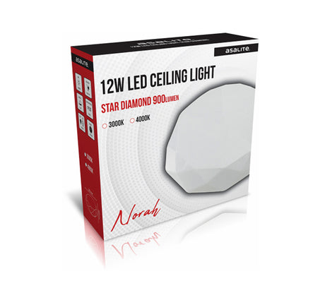 Stropna LED luč, diamant, 12W STAR, 3000K, 900lm