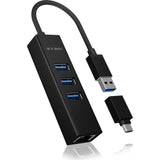 IcyBox IB-HUB1419-LAN USB-A/C mrežna kartica in 4-portni HUB