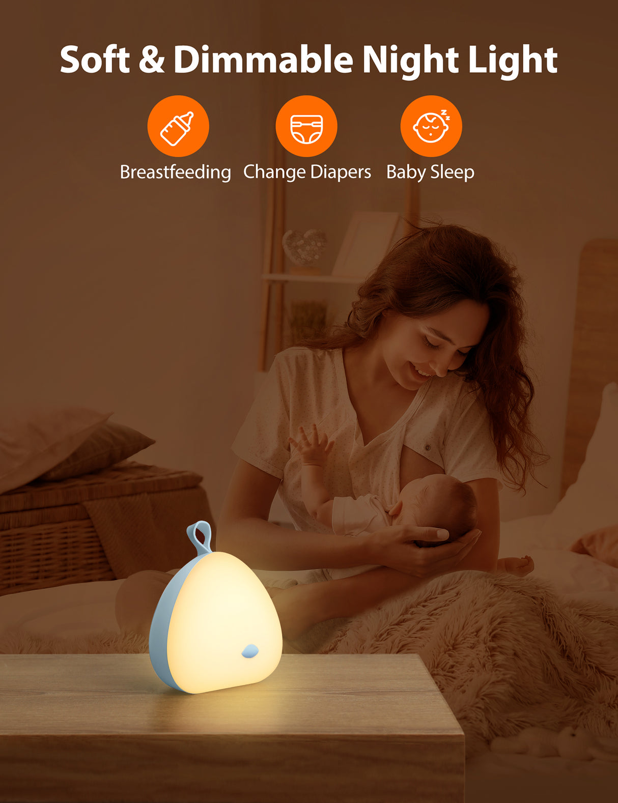 VAVA otroška nočna lučka Little Chick modra