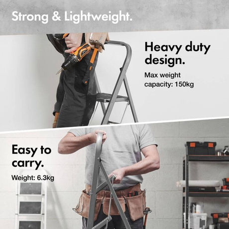 VonHaus 3 polična jeklena lestev