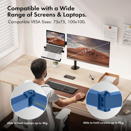 VonHaus dvojni namizni nosilec za monitor in prenosnik