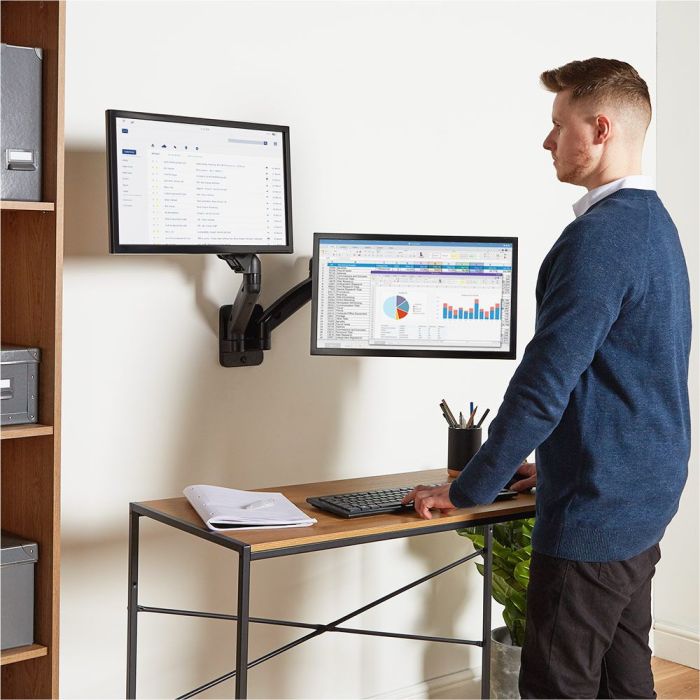 VonHaus stenski nosilec za dva monitorja