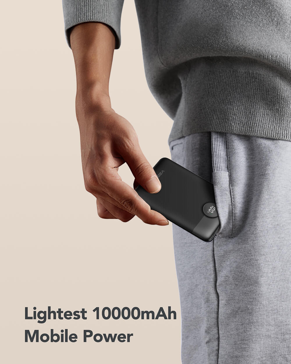 VEGER prenosna baterija z vgrajenimi kabli C11 10000 mAh, črna