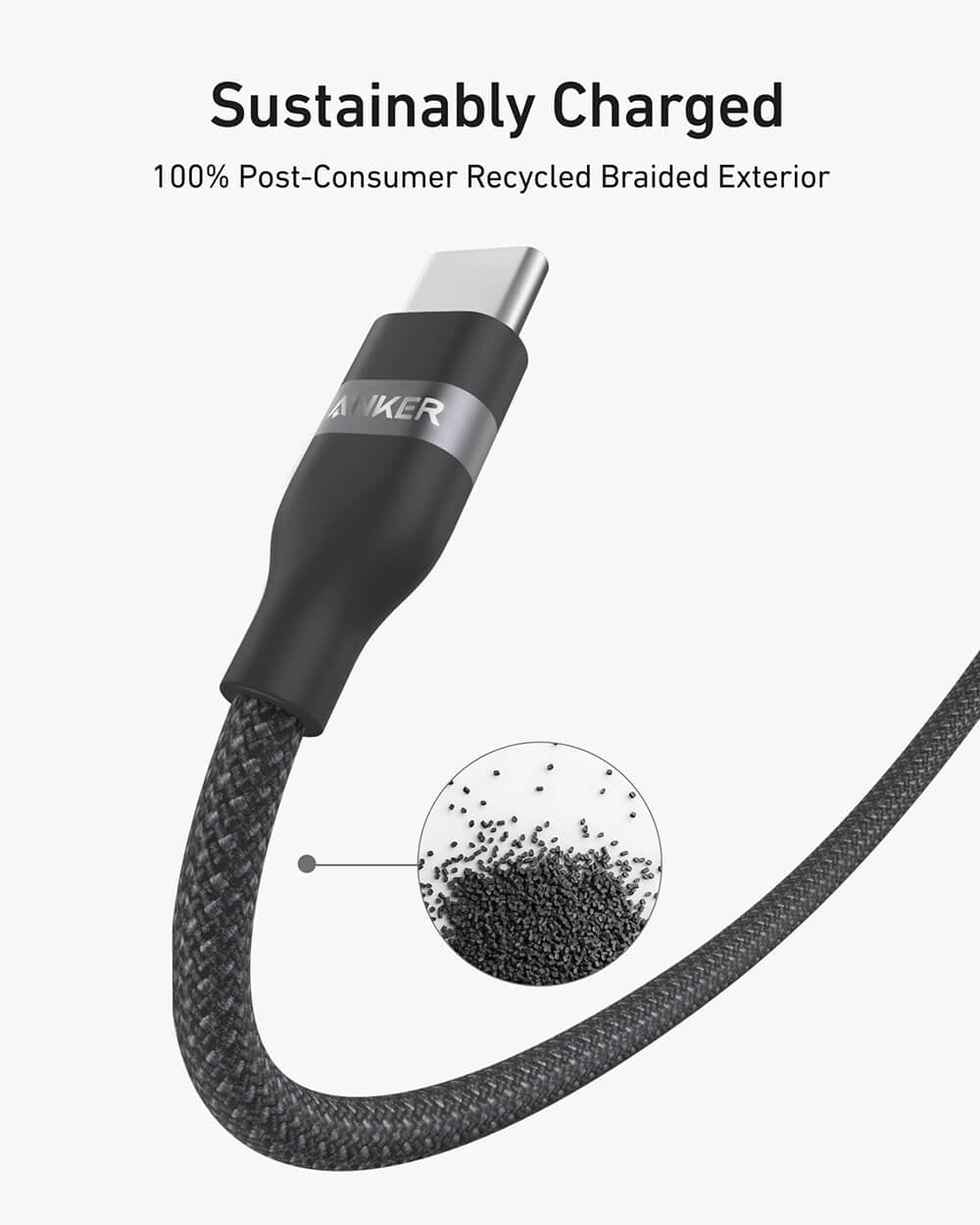 Anker pleteni USB-C na USB-C kabel 240 W, 1,8m, črn