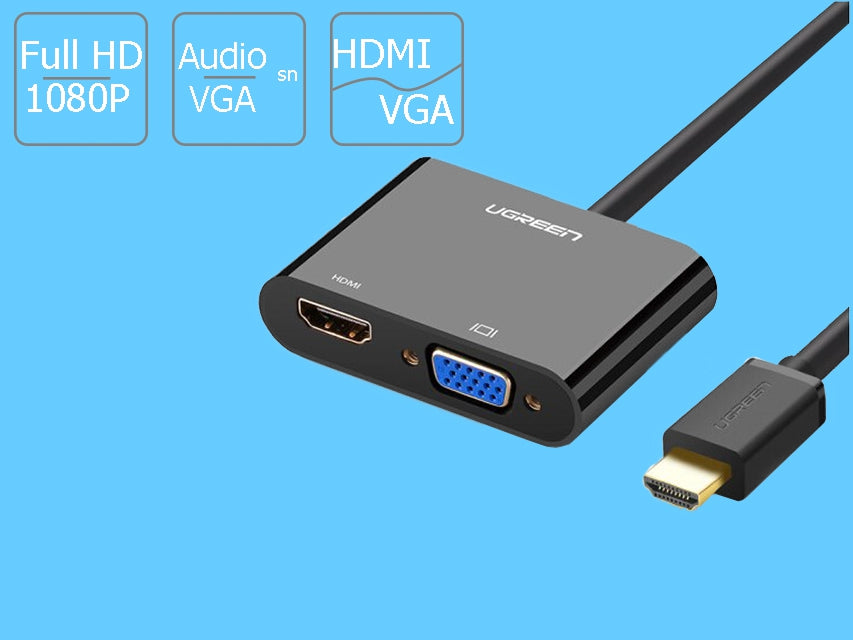 Ugreen HDMI na VGA+HDMI adapter črn - box