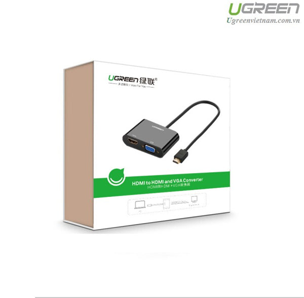 Ugreen HDMI na VGA+HDMI adapter črn - box