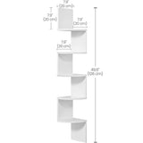 VASAGLE kotni stenski regal, 5-nivojski, 20 × 20 × 127,5 cm, mat bela