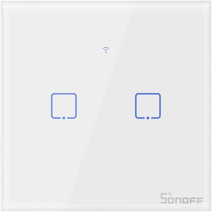 SONOFF pametno stensko stikalo Wi-Fi + RF433 dvojno T1EU2C-TX