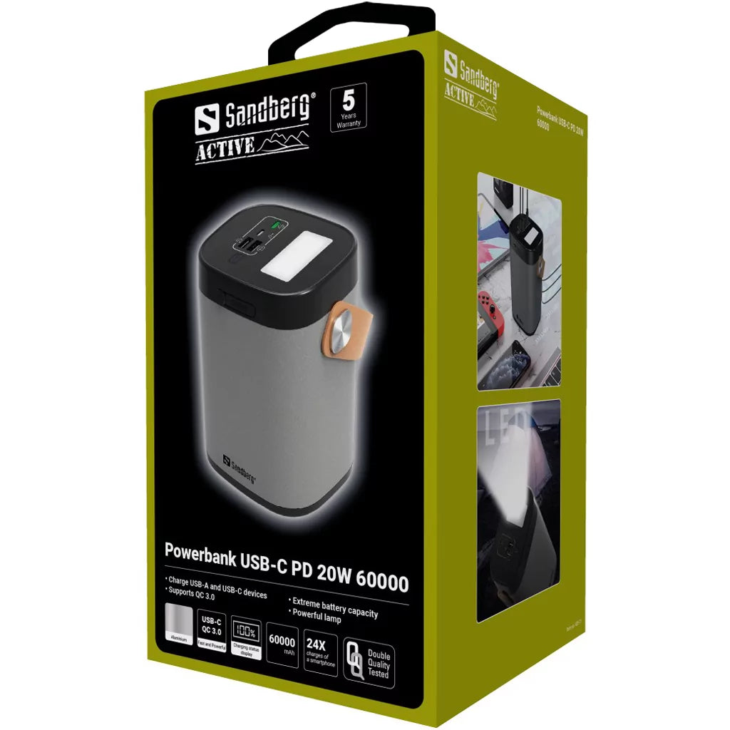Sandberg Powerbank USB-C PD 20W 60000mAh prenosna baterija