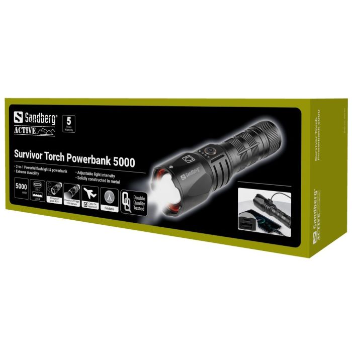 Sandberg Survivor Torch Powerbank 5000 svetilka s prenosno baterijo