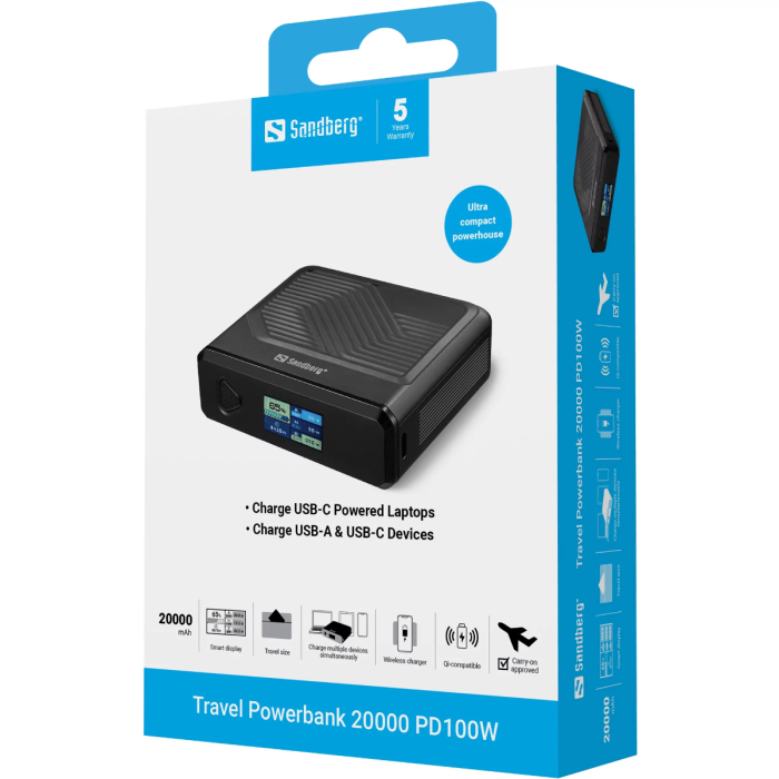 Sandberg Powerbank 20000 mAh PD100W prenosna baterija