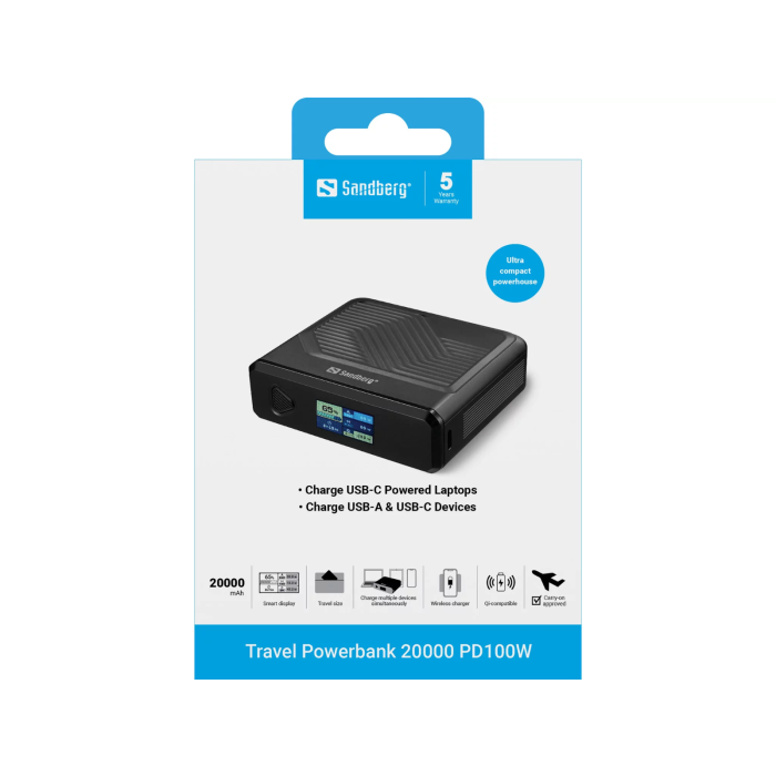 Sandberg Powerbank 20000 mAh PD100W prenosna baterija