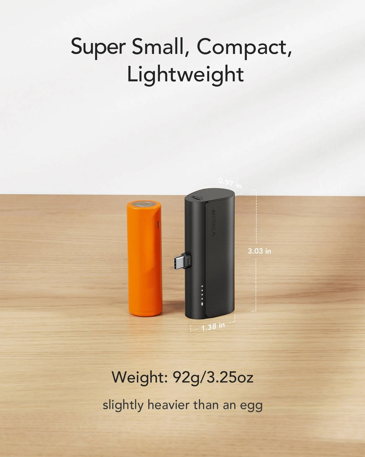 VEGER prenosna baterija PlugON-C 5000 mAh, črna