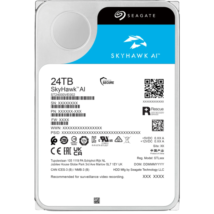 Seagate 24TB SkyHawk AI 3,5" SATA 6Gb/s 7200rpm 512MB HDD disk