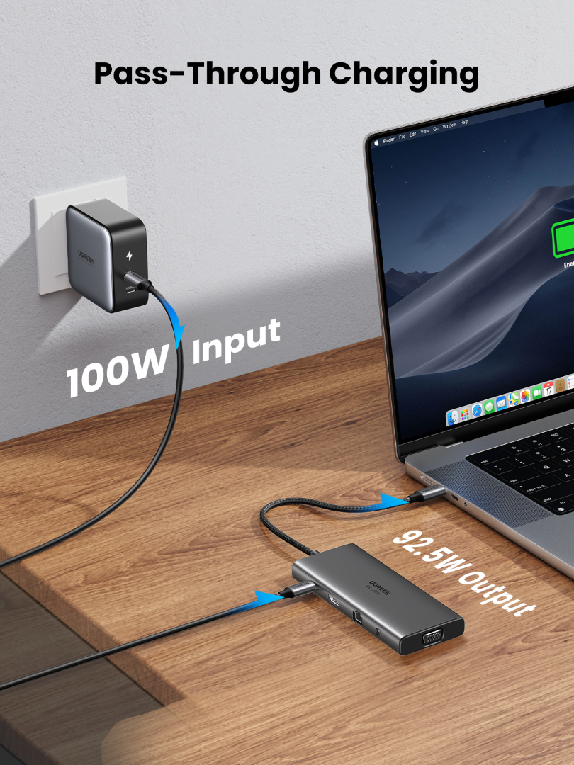 Ugreen 11v1 USB-C priklopna postaja s 100W PD vhodom
