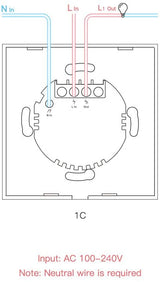 SONOFF pametno stensko stikalo Wi-Fi enojno T3EU1C-TX