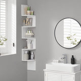 VASAGLE kotni stenski regal, 5-nivojski, 20 × 20 × 127,5 cm, mat bela