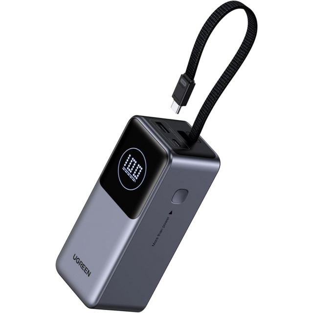 Ugreen prenosna polnilna baterija 12.000mAh, 100W z vgrajenim kablom