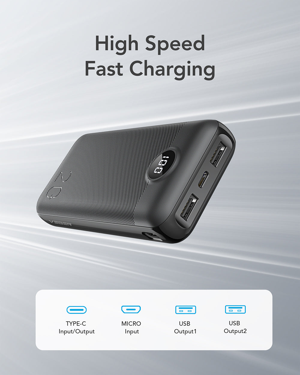 VEGER prenosna baterija L20s 20000 mAh, črna