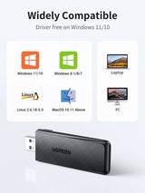 Ugreen USB WiFi adapter AC1300, 1300Mbps 802.11 Dual Band